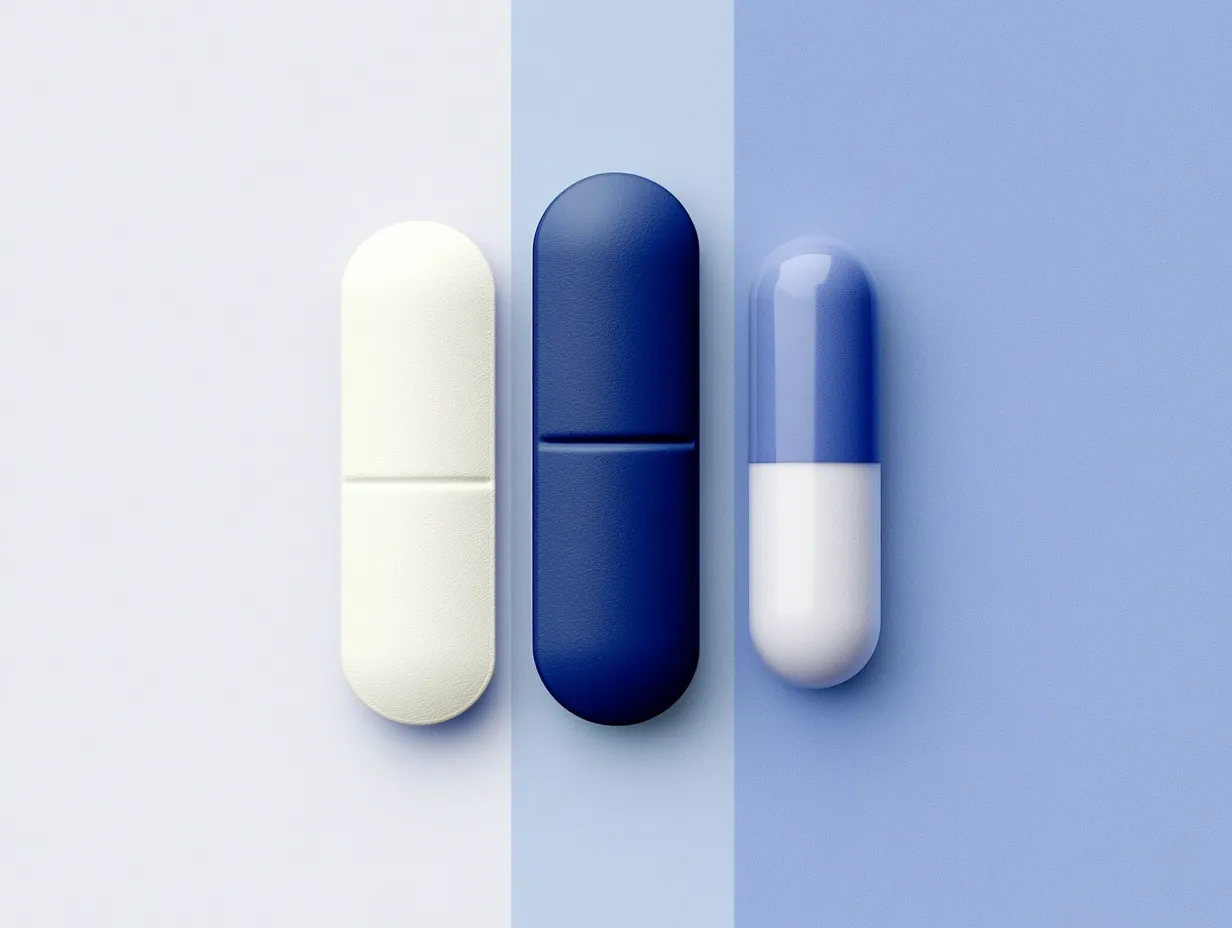Graphic of colored medical capsules, representing novel therapies for environmentally-induced diseases
